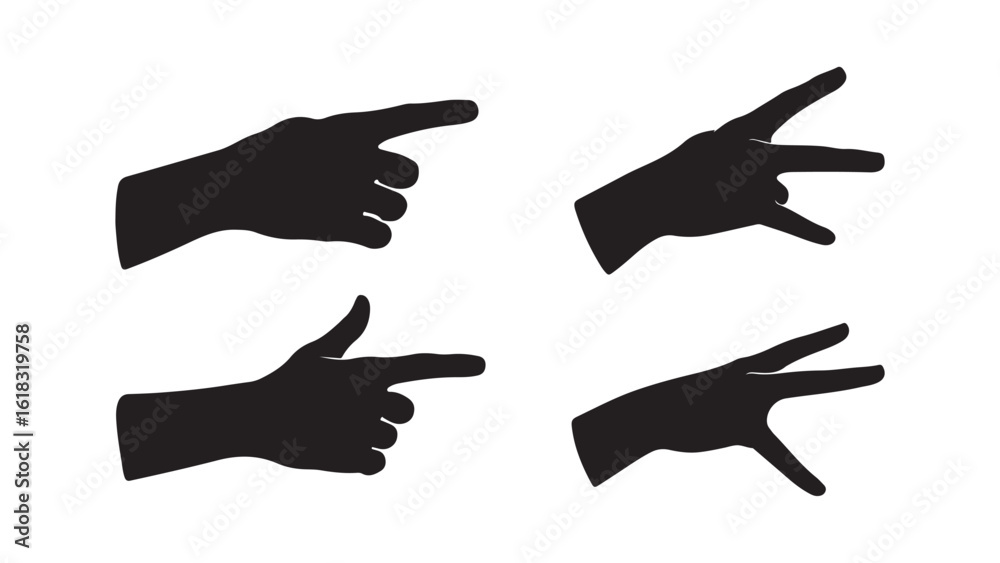 Fototapeta premium Hand gestures silhouette collection pointing and indicating