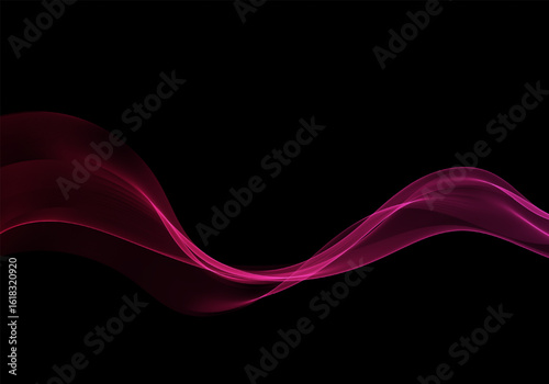 Abstract magenta wave lines on black background
