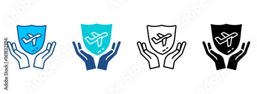 Travel Insurance Icon Set With Multiple Styles. Vector Illustration
