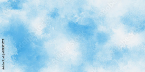 Abstract Blue watercolor sky with clouds. brush strokes on white paper background. watercolor splash template. sky nature landscape background. blue watercolor splash stroke of cloudy sky.	
