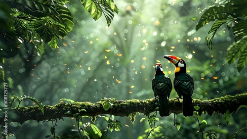 Enchanted Rainforest: Two Toucans in Love