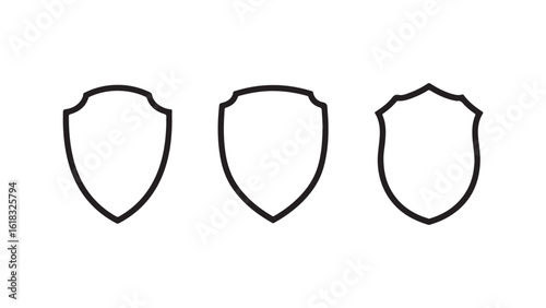 Shield outlines collection, three shapes, simple design