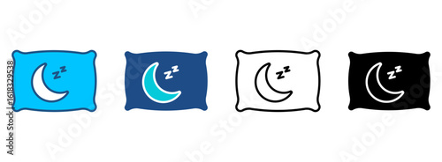 Sleeping Icon Set With Multiple Styles. Vector Illustration
