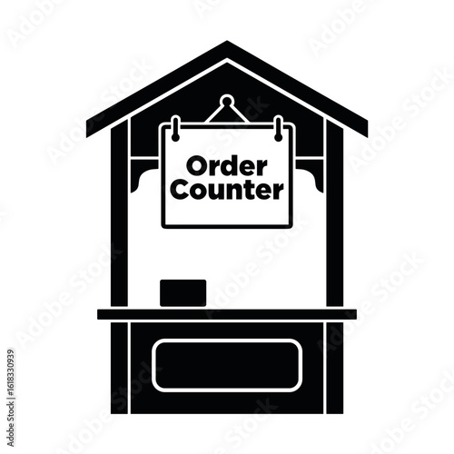 Order counter structure with sign for pub furniture and infrastructure  