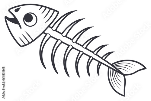 Cartoon Fish Skeleton with Big Eyes.