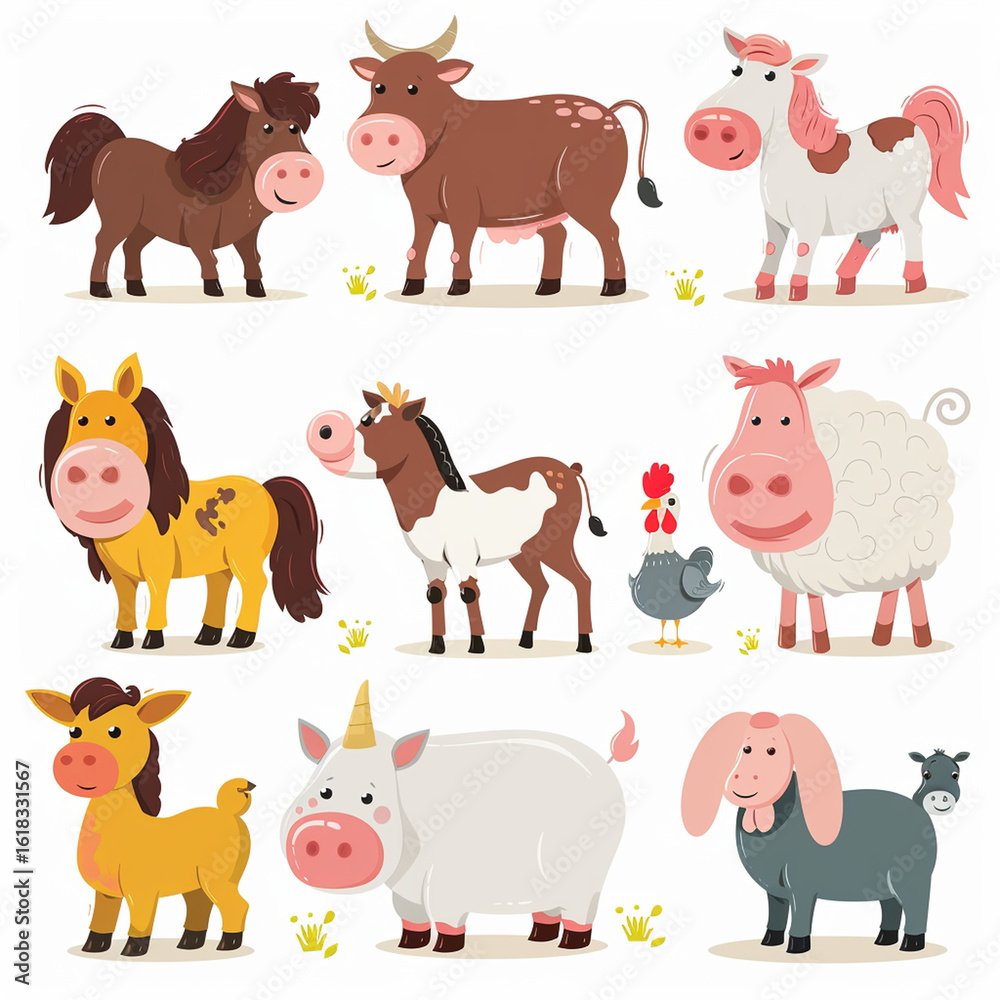 Fototapeta premium Farm Animals for Kids