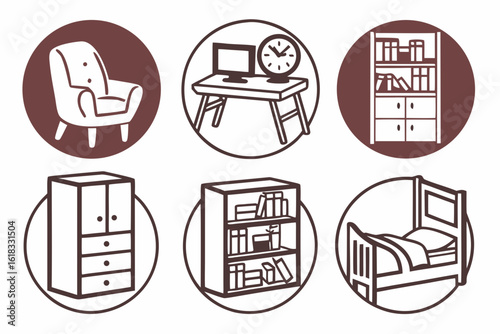 Collection of Home Furniture and Decor Icons.