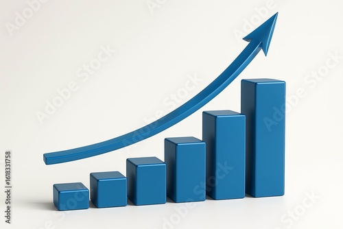 Blue bar graph with upward trending arrow symbolizing growth Free Download Blue bar graph with upward trending arrow symbolizing growth - GFXLoad