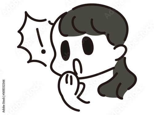 びっくりして口元に指を当てる女の子のイラスト