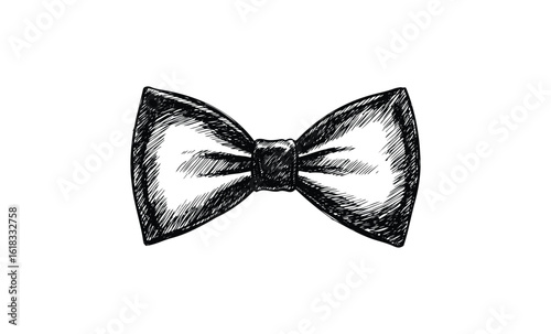 Vintage hand-drawn bow tie sketch with intricate detail. Vector retro hand drawn illustration