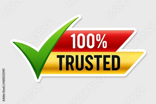Wallpaper Mural Green check mark and 100 percent trusted badge Torontodigital.ca