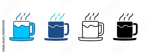 Coffee Icon Set With Multiple Styles. Vector Illustration