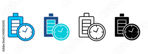 Battery Icon Set With Multiple Styles. Vector Illustration