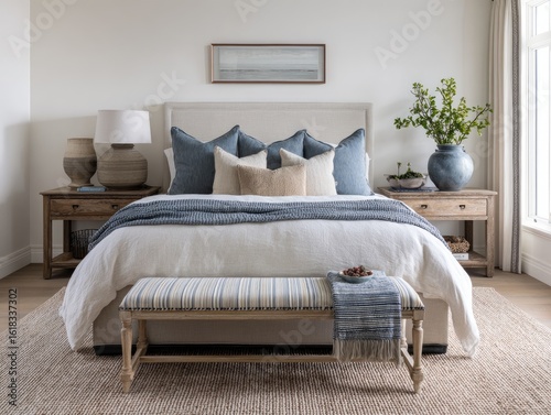 Cozy, light-filled bedroom