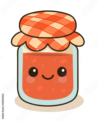 jam_jarCute jam jar with a checkered lid, designed in a playful style. Ideal for food illustrations, perfect for breakfast or sweet treat-themed projects.