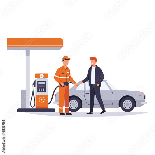 Car Owner Pumping Gas at a Self-Service Station