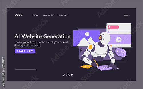 AI Creating Website Design Vector Illustration