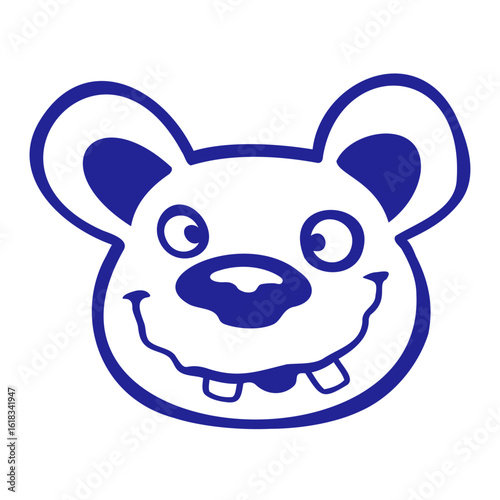 Crazy Bear Weird Squint Grimace Happy Smile Cartoon