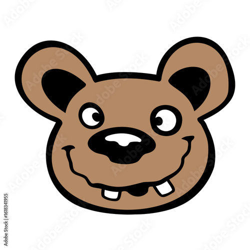Crazy Bear Weird Squint Grimace Happy Smile Cartoon