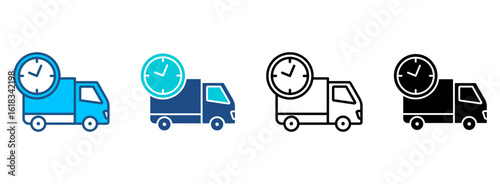 Fast Delivery Icon Set With Multiple Styles. Vector Illustration