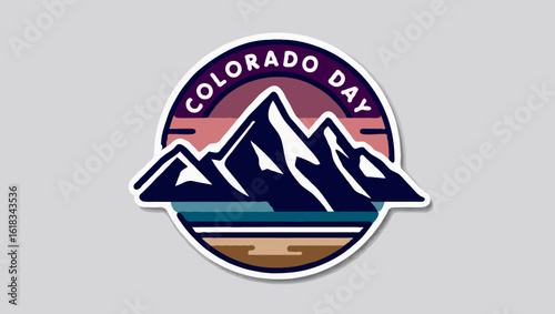 Vector art of a scenic mountain range represents colorado day celebration