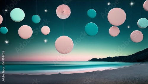 enveloping night an abstract photography print featuring delicate light pink and mint green circles perfect for a