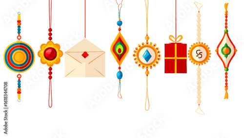 Vector art of colorful rakhi bands are isolated on white background for raksha bandhan