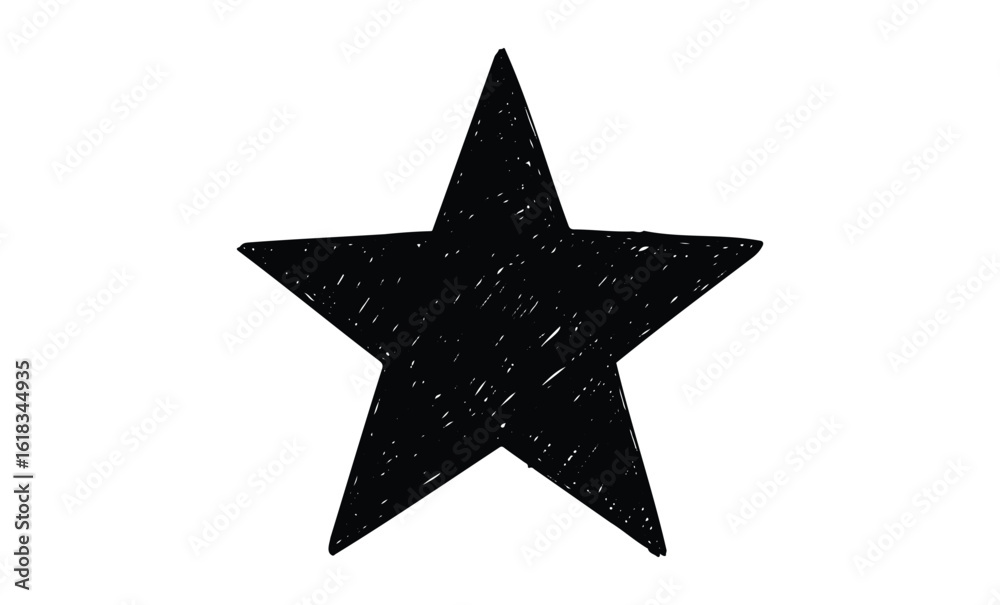 Obraz premium Black grunge star on white background: a minimalist design element. Vector retro hand drawn illustration