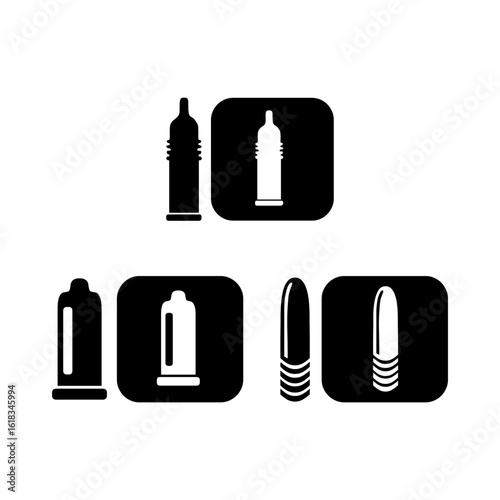 Safe Sex Contraception Devices Icon Set