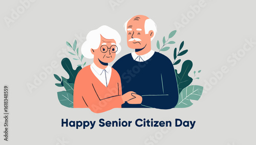 Illustration of a happy elderly couple for senior citizen day