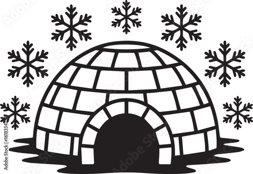 igloo winter vector with snowflakes seasonal design template for holiday cards backgrounds ai eps jpeg png stock illustration