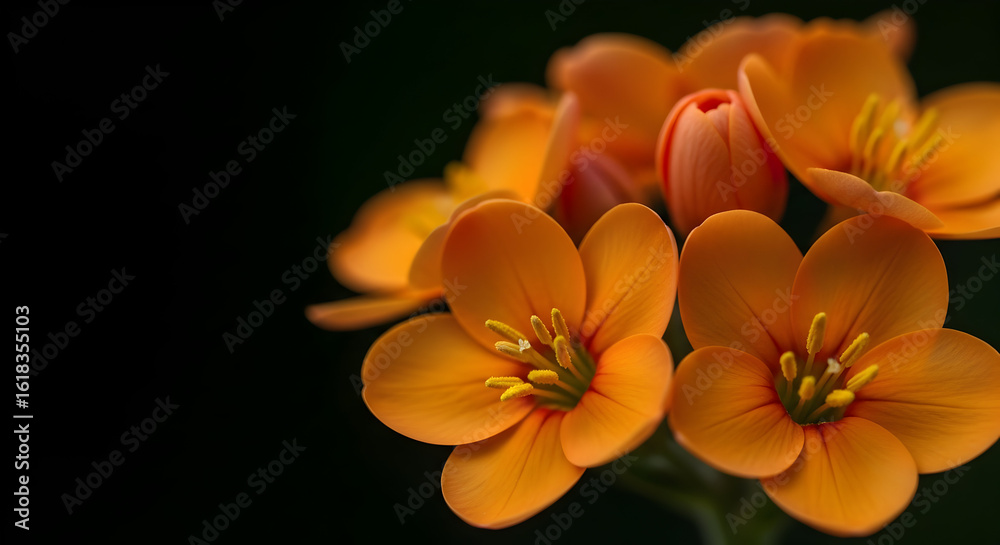 Obraz premium Close-up of Orange Flowers with Detailed Petals and Dark Background