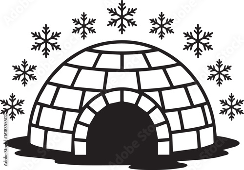 detailed dome igloo and snowflake vector graphic for winter landscape decorations digital print templates ai eps jpeg png