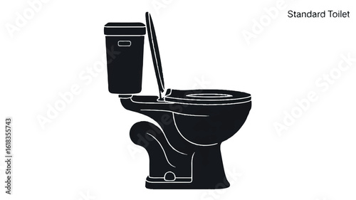 Simple black and white illustration of a standard toilet on a clean white background
