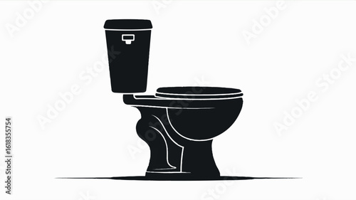 Simple black and white illustration of a standard toilet on a clean white background