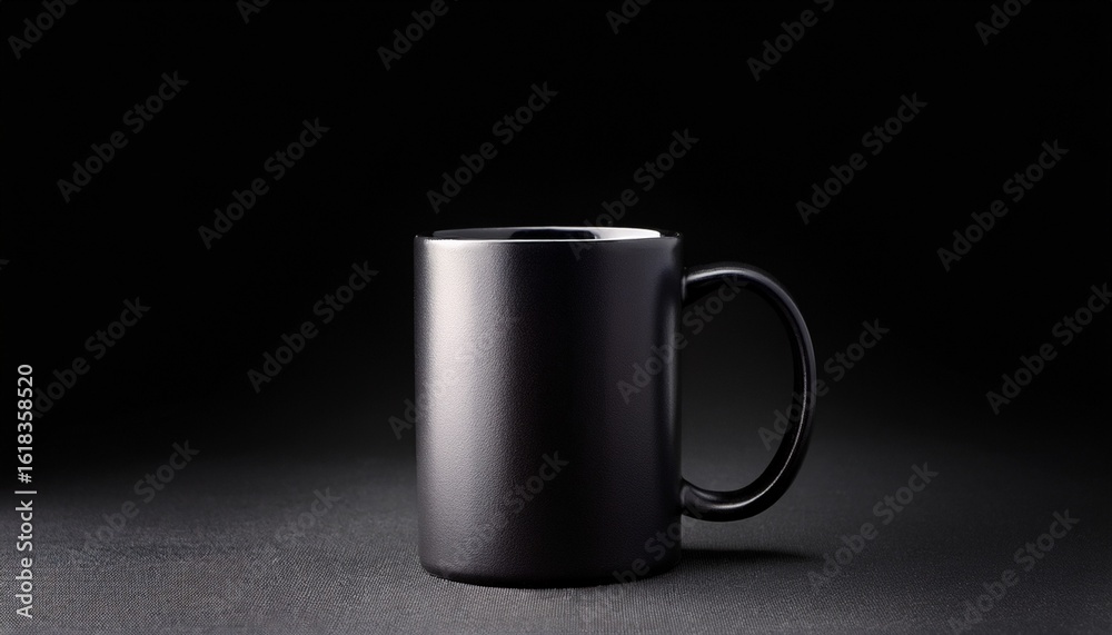 Obraz premium black mug mockup on black background