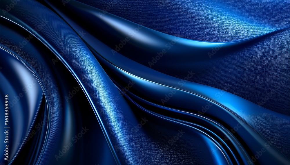 Obraz premium dark blue abstract background with smooth wavy lines and shiny texture