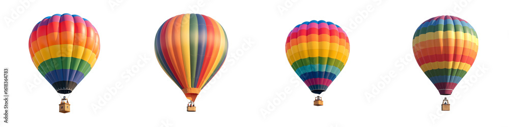 Obraz premium Colorful hot air balloons in various designs float against clear sky, creating vibrant and cheerful atmosphere