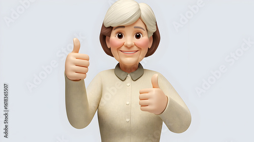 Smiling Elderly Woman Giving Thumbs Up