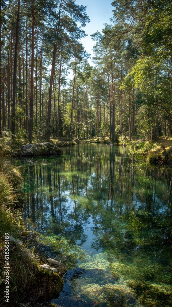 Forest stream reflection Forest stream reflection