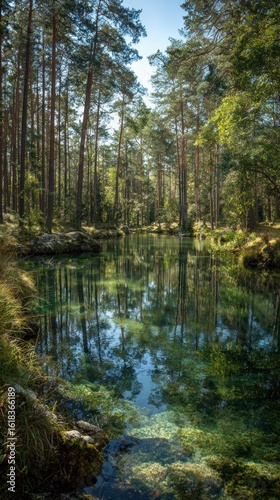 Forest stream reflection