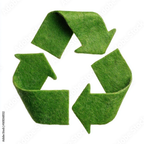 Ai generated image of green recycle symbol isolated on white background