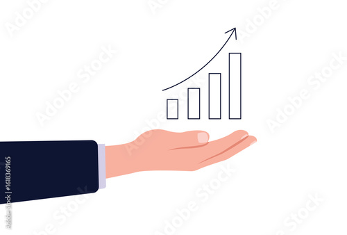 Hand Supporting Financial Growth Chart Vector Illustration.
