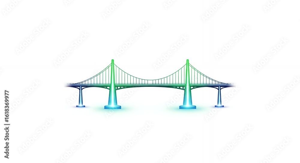 Obraz premium Stylized Suspension Bridge Illustration with Gradient Colors on White Background
