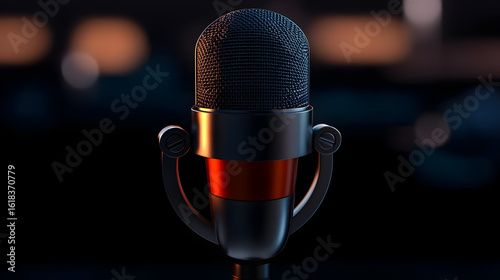 Vintage Microphone Close Up In Studio