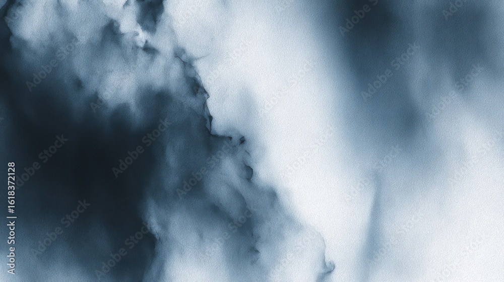Fototapeta premium Abstract black ink splashes on a pale blue backdrop, flowing with liquid-like motion,