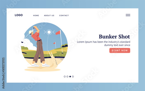 Golfer Making a Bunker Shot in Vector Illustration