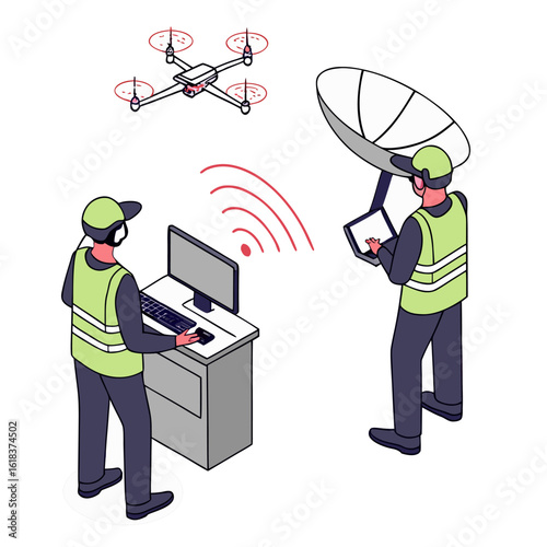 Anti-drone defense system operated by engineers with radar tracking and signal jamming to stop unauthorized UAVs in secure no-fly zones.