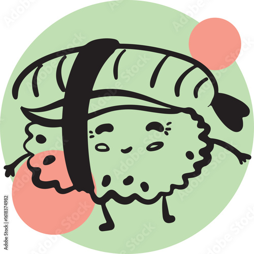 Cute sushi character japanese cuisine	