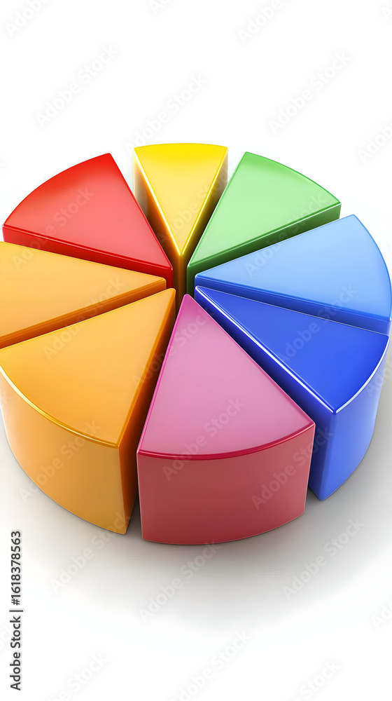 Fototapeta premium Colorful 3d Pie Chart Illustration